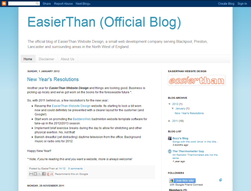 EasierThan Website Design (Official Blog) Website, © EasierThan Website Design